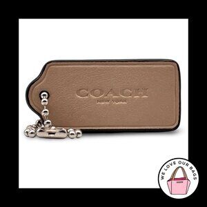 2.25" COACH NEW YORK Tan Light Brown Leather Key Fob Bag Charm Keychain Hang Tag